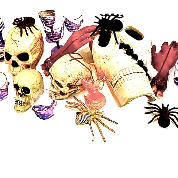 4 Skulls, 2 Bloody Cut off Arms & Furry Spiders - Picture 5 of 12